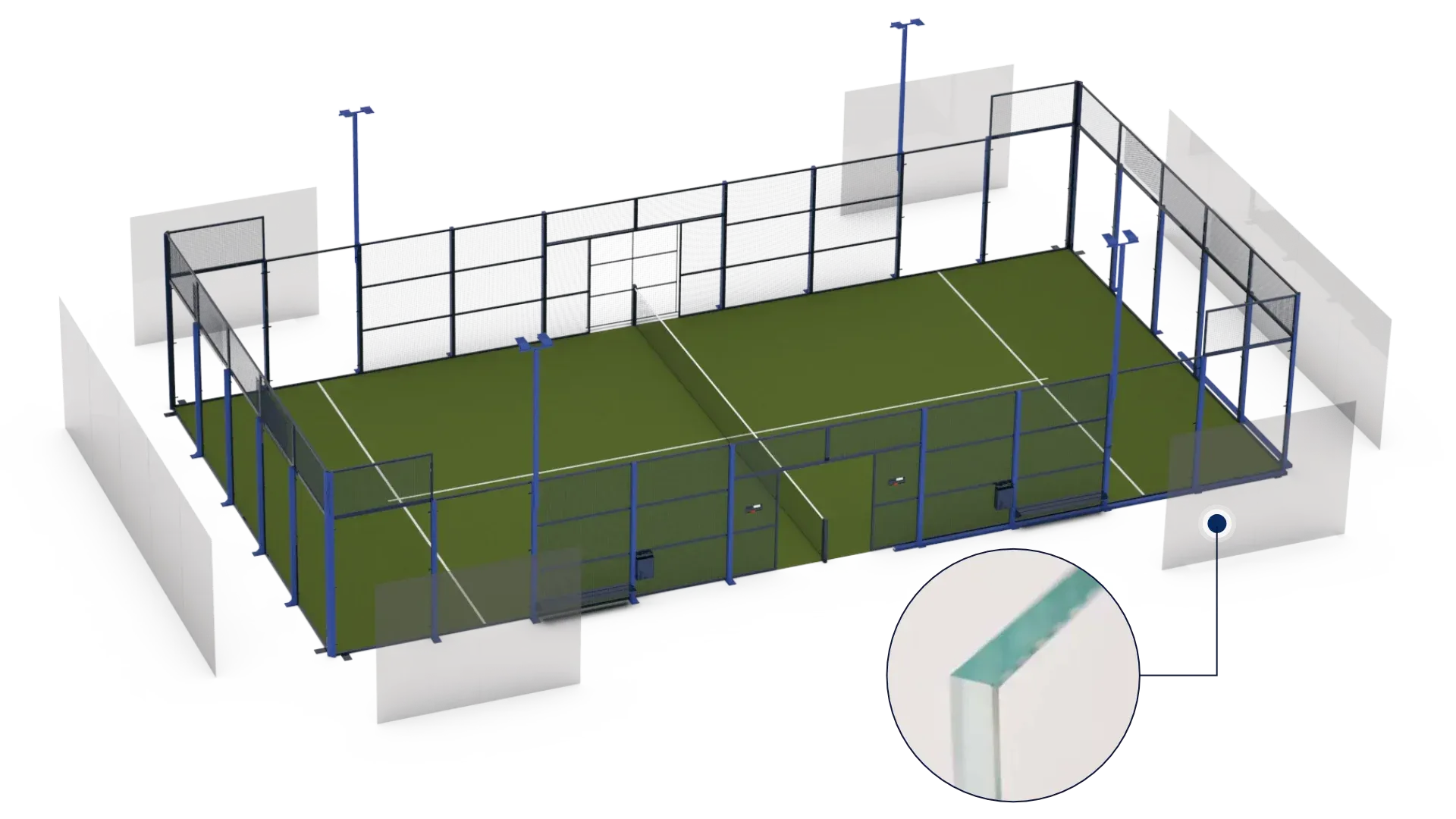 Vision Court mit 12 mm starkem Sicherheitsglas